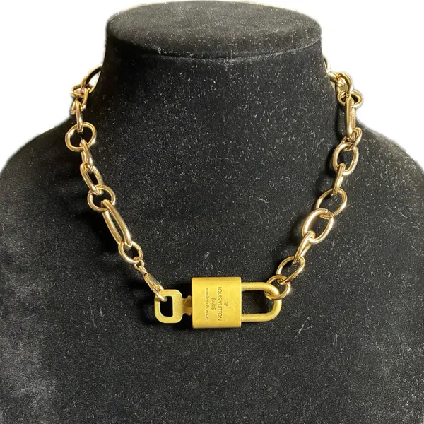 Gold toned Lock and Necklace - Image 2