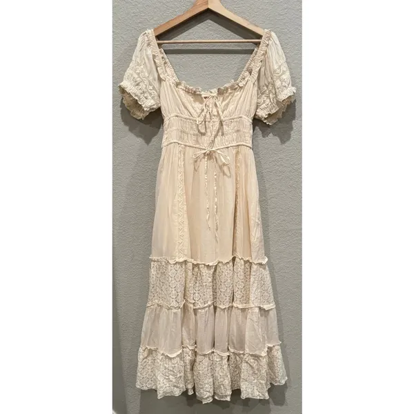 NEW Free People Falling Sun Puff Sleeve Midi Dress Size XS - Image 14