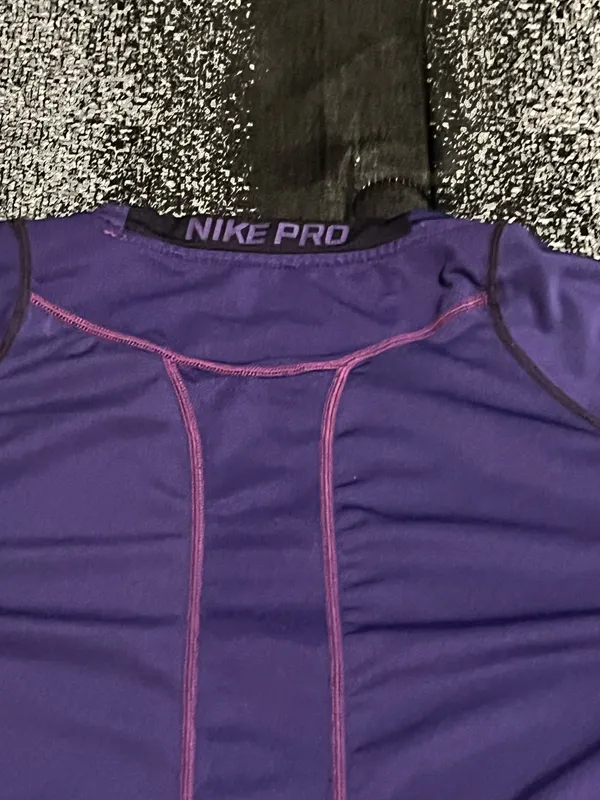 Womens medium Nike Pro Dri Fit Fitted Royal Purple Short Sleeve Shirt - Image 5