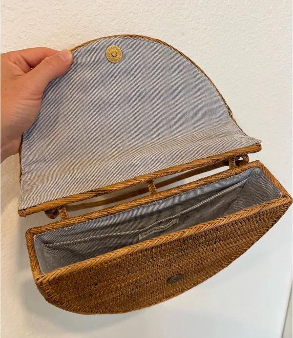 Anthropologie Bali Half-Circle Satchel Bag Neutral - Image 3