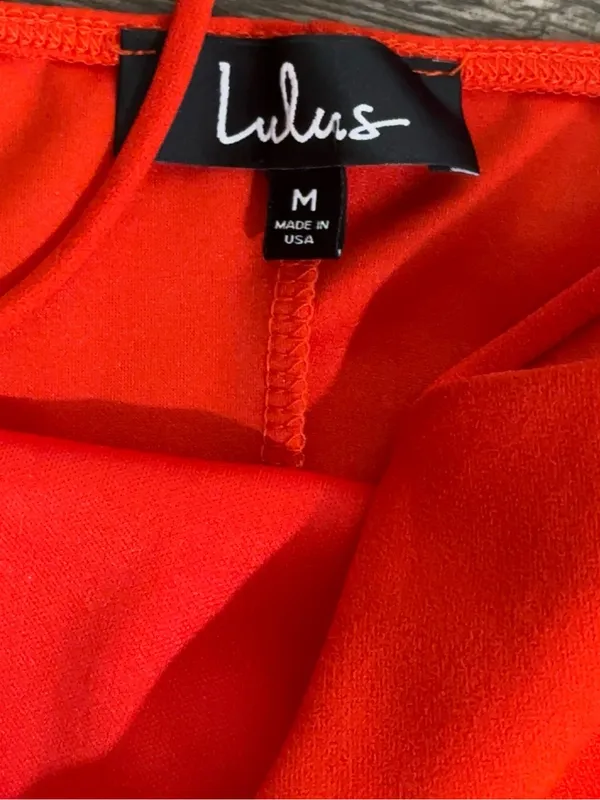 Lulus Red Bodycon Mini Dress Spaghetti Strap Wrap Hem Size M - Image 5