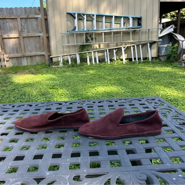 Aquatalia Size 8.5 Suede Made In Italy Ballet‎ Flat Loafers burgundy - Image 4
