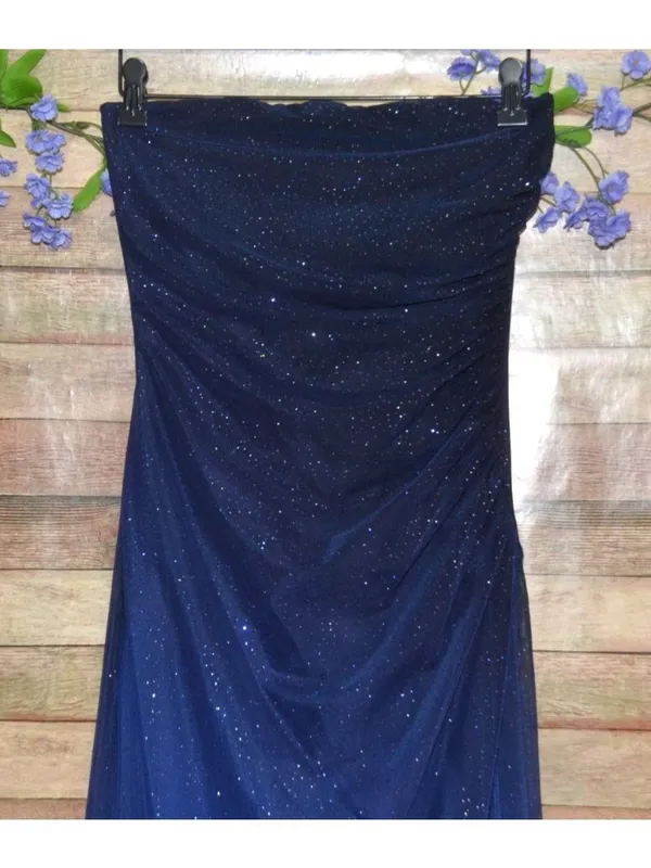 VTG Y2K 90s Midnight Blue Glitter Prom Dress Maxi Gown 5/6 Whimsygoth Fairy Core - Image 3