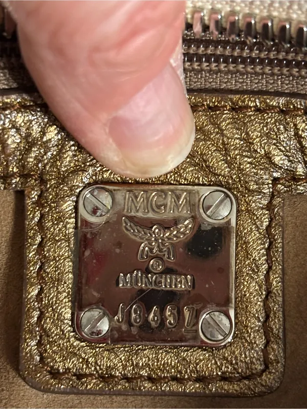 MCM Princess Lion Satchel H0501 White Visetos Bronze Python Trim Satchel - Image 11