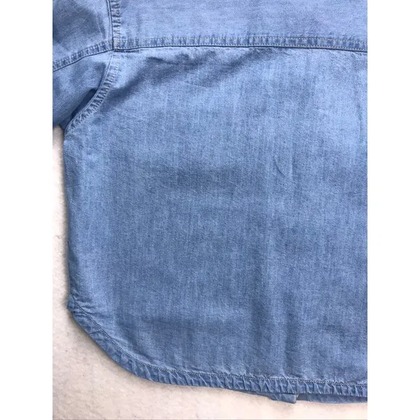 Z‎ SUPPLY Womens Blue Denim Button Down Shirt Shacket XS ZJ232414E Light Wash - Image 14