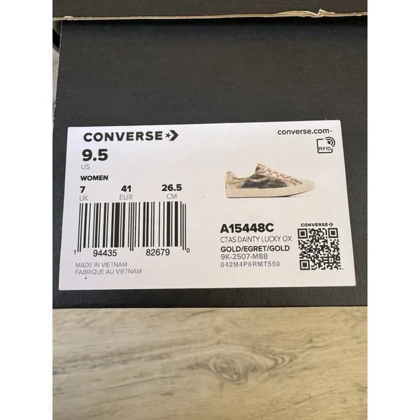 NEW Converse Chuck Taylor Dainty Lucky Ox Gold Metallic A15448C Women's Size 9.5 - Image 10