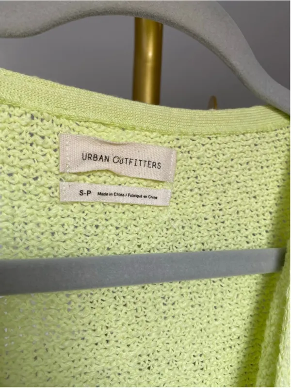 Urban Outfitters Neon Lime Cropped Top Knit Drape Front Sweater Festival Boho S - Image 5