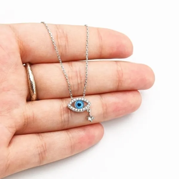 Small Evil Eye Necklace Blue - Image 2