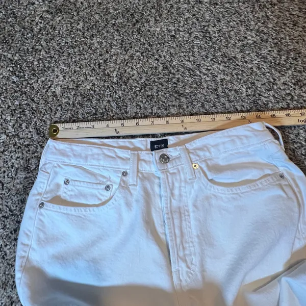Edwin Womens White High Rise Straight‎ Leg Button Fly Denim Jeans Size 26 - Image 6