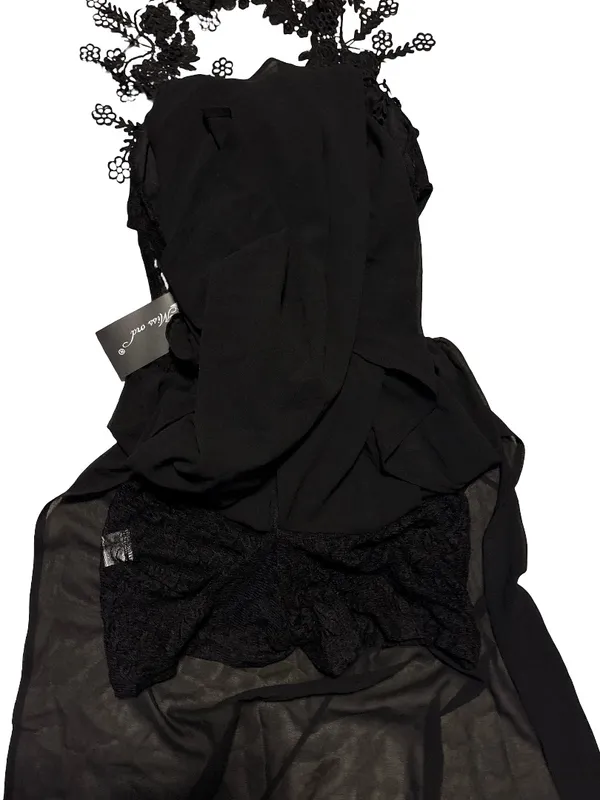 Floral Lace Halter Maxi Dress - Black - Image 6