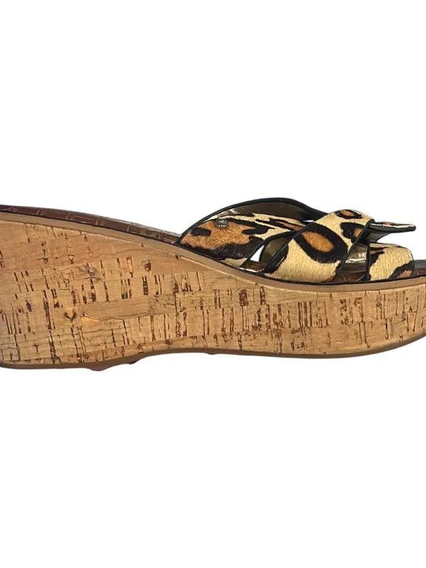 Sam Edelman Leopard Print Cork Wedge Sandals US 7 - Image 4