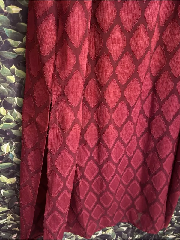 BAND OF THE FREE Lila Burgundy Autumn Slit Midi Dress Sleeveless Boho Medium - Image 7