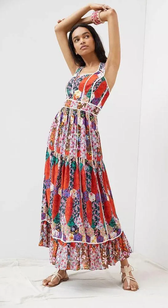 Anthropologie Square Neck Maxi Dress Size 12 - Image 4
