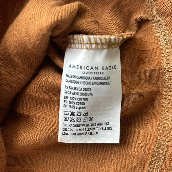 American Eagle Mock Neck Pointelle Cropped Long Sleeve - Image 4