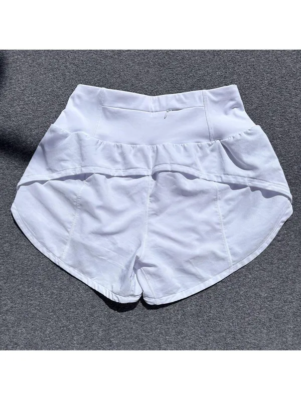White Athletic Shorts with Inner Lining and Rear Zipper Pocket - Size Small - Image 2