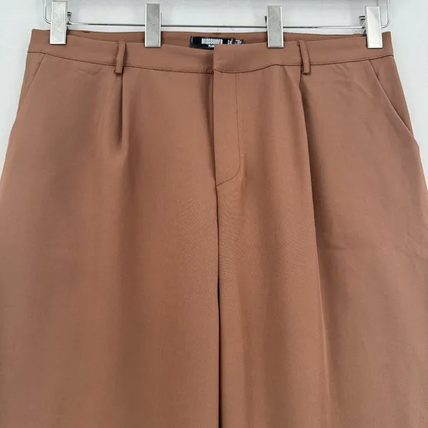 Missguided Plus Tailored Wide Leg Trousers US 16 Chocolate Brown Cuffed Hem NWT - Image 3