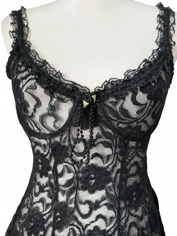 Black Lace Babydoll Slip - Image 3