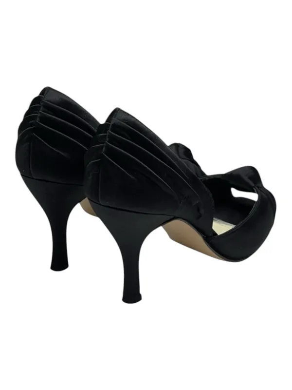 White House Black Market WHBM ❁ Satin Knot Peep Toe D’Orsay Heels ❁ Black 6M ❁ - Image 4