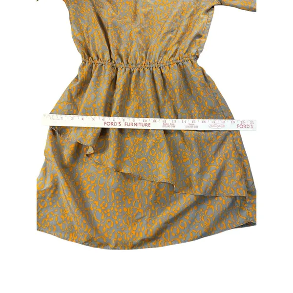 Gianni Bini Animal Print Ruffle Hem Mini Dress Orange Gray Long‎ Sleeve Medium - Image 10