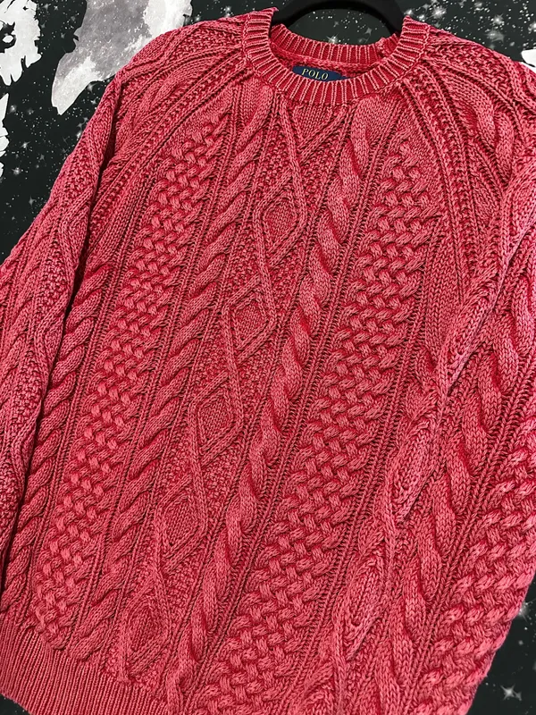 Polo Ralph Lauren Red Cable Knit Sweater - Image 2