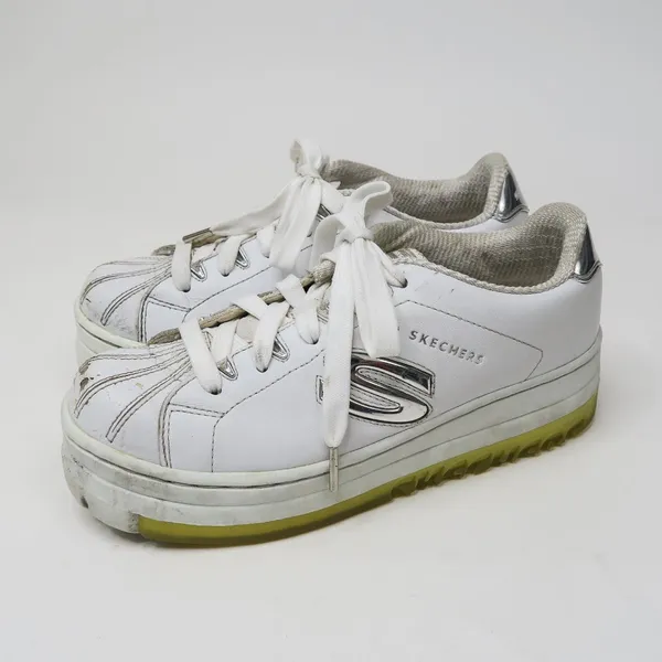 Vintage 90s Skechers White Chrome Platform Sneakers - Image 2