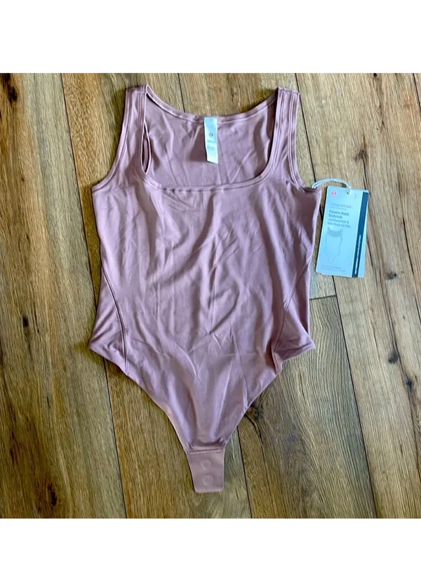 Lululemon Wundermost Ultra-Soft Nulu Square-Neck Sleeveless Bodysuit Twilight Ro - Image 5