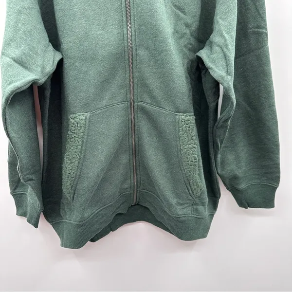 Aerie‎ Green Long Sleeve Full Zip Fleece Inside Hooded Jacket Sz M NEW - Image 2