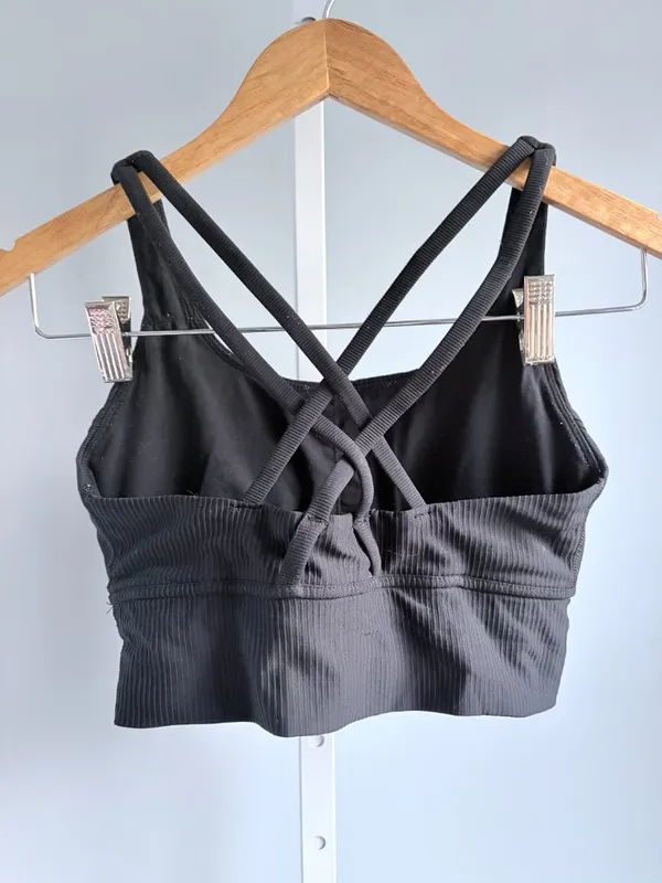 Vitae Ultra Support Strappy Sports Bra Black Ribbed Caged Back S - Image 4