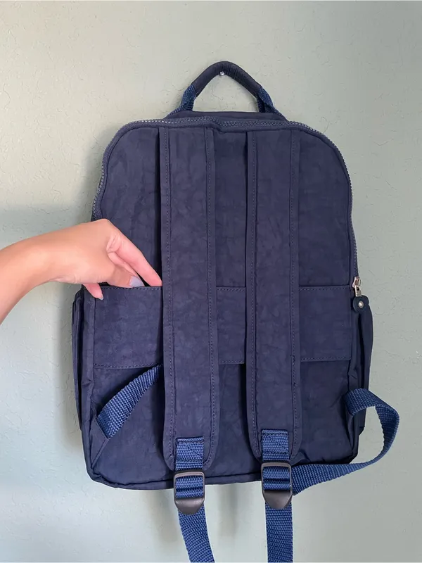 Kipling Tablet City Backpack Blue Elastic Side Pockets - Image 8