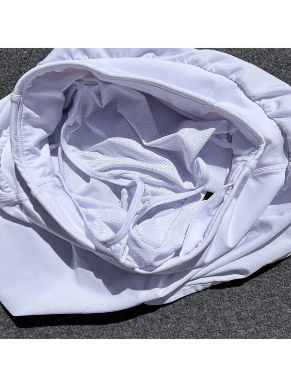 White Athletic Shorts with Inner Lining and Rear Zipper Pocket - Size Small - Image 3