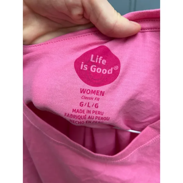 Life is Good Womens Pink Butterfly Spread Good Vibes Graphic Tee Shirt Large - Image 2