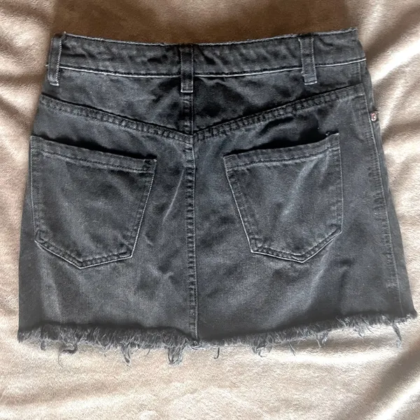 Free People Haven Black Denim Jean Mini Skirt Zip Up Coachella Festival size 26 - Image 4