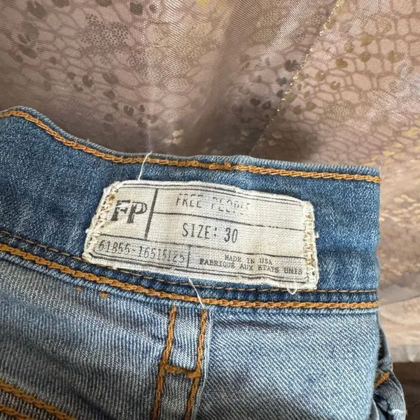 Free People 61855 16515125 Blue Washed Crop Skinny Jeans Size 30 - Image 3