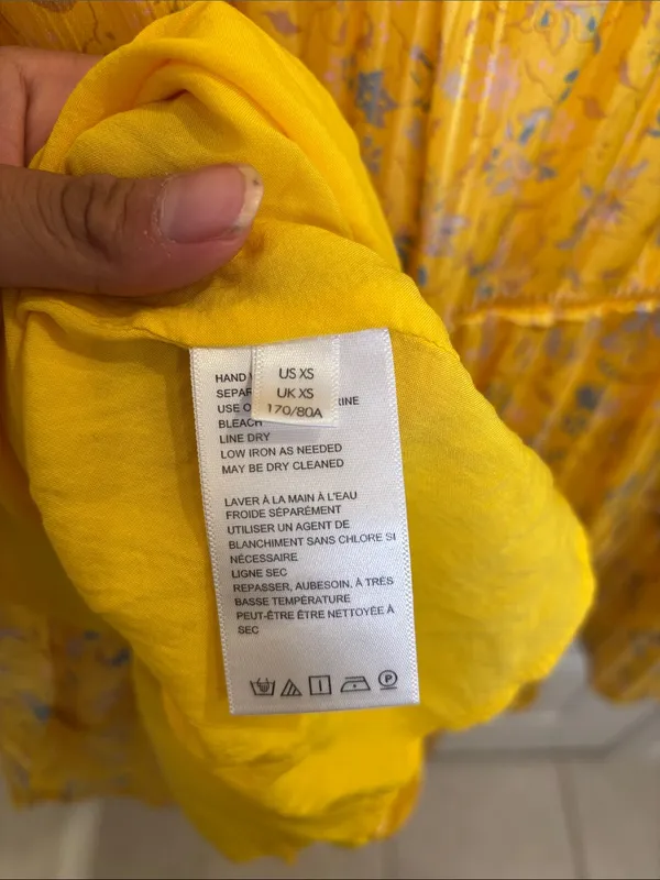 Urban Outfitters Yellow Floral Tiered Babydoll Mini Dress XS - Image 4