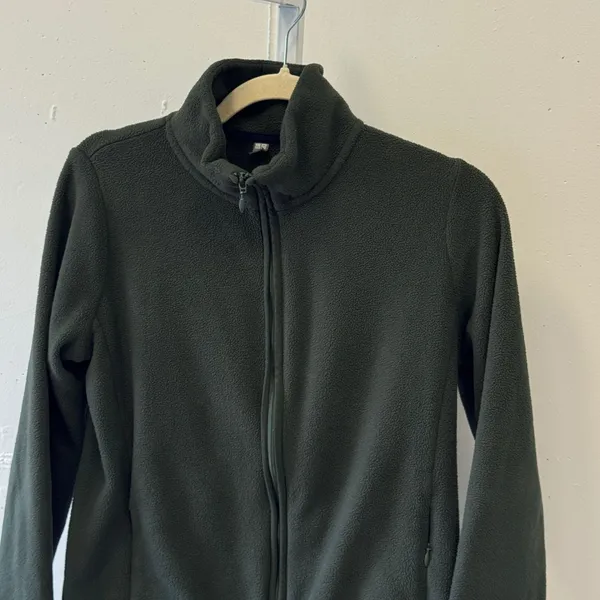 Uniqlo Women's‎ Fleece Full Zip Jacket Forest Green Med 241-151414 Stand Collar - Image 3