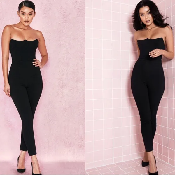 HOUSE OF CB Millie Black Strapless Jumpsuit - Image 3