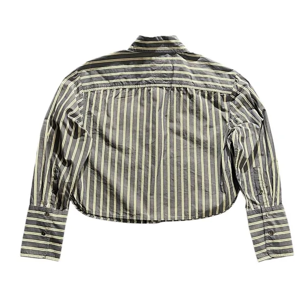 Banana Republic Blue White Striped Cropped Button-Up Shirt XS Cotton Long Sleeve - Image 8