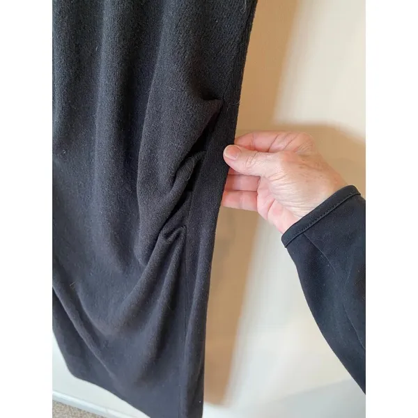 Zara Short Sleeve Ruched Side High Neck Midi Dress Black Women's Size Medium - Image 3