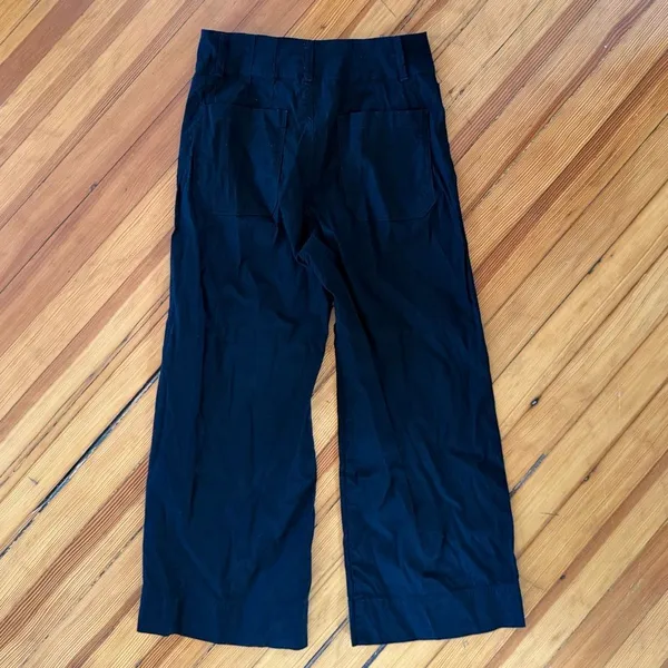 Maeve Anthropologie Colette Cropped Wide-Leg Pants in Black Size 28P - Image 4