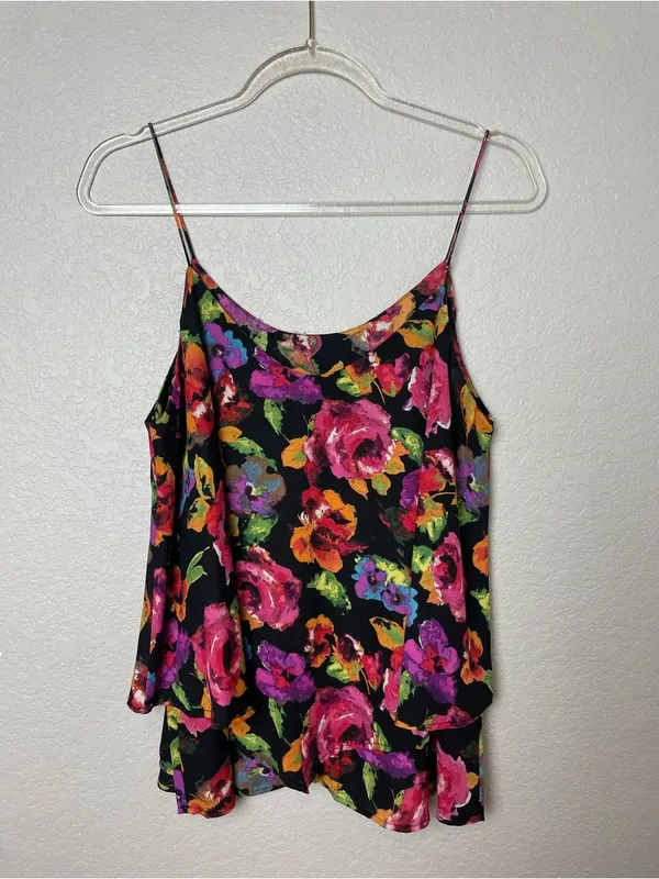 Paper Crane Black Floral Two Layer Camisole Size XL - Image 6