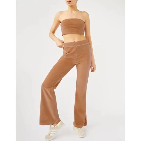 Aritzia Kiera Tube Top Size L Velour Strapless‎ Cropped Bandeau Shirt Disco - Image 4
