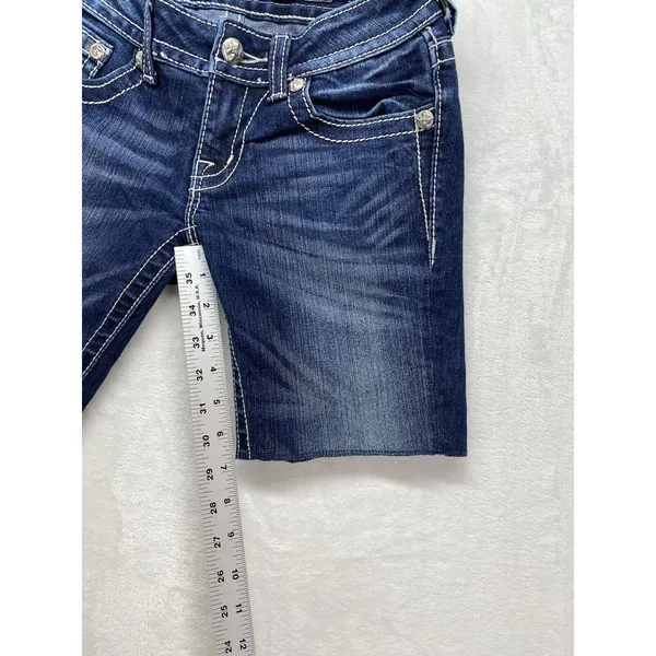 Miss Me Jeans Womens Size 25 cutoff jorts/shorts Bermuda Embellished flap Pocket - Image 4