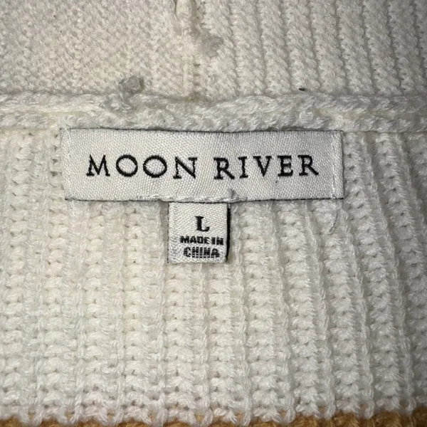 Anthropologie Moon River Cream Brown‎ Stripe Cardigan Sweater Women's Size L - Image 5