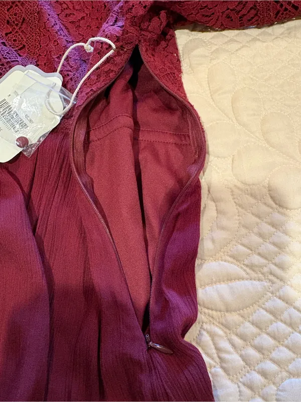 Altar'd State wine-colored babydoll mini dress women’s M NWT - Image 6