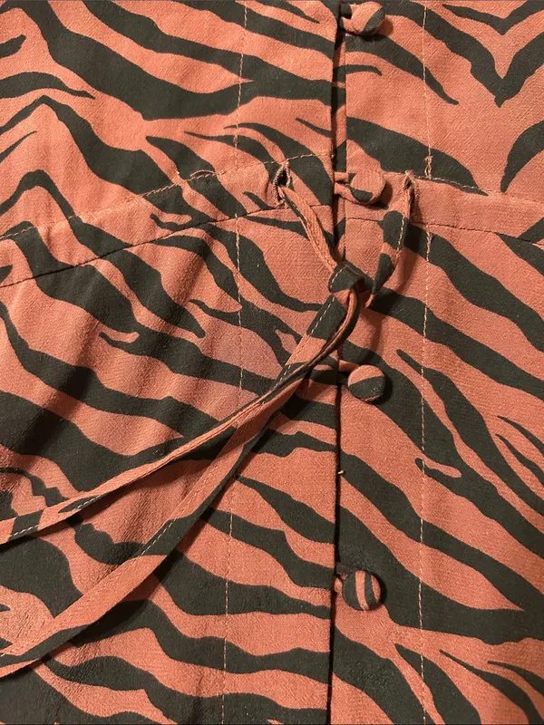 Rails Rust Black Tiger Stripe High Low Ruffle Hem Midi Dress Size Medium - Image 9