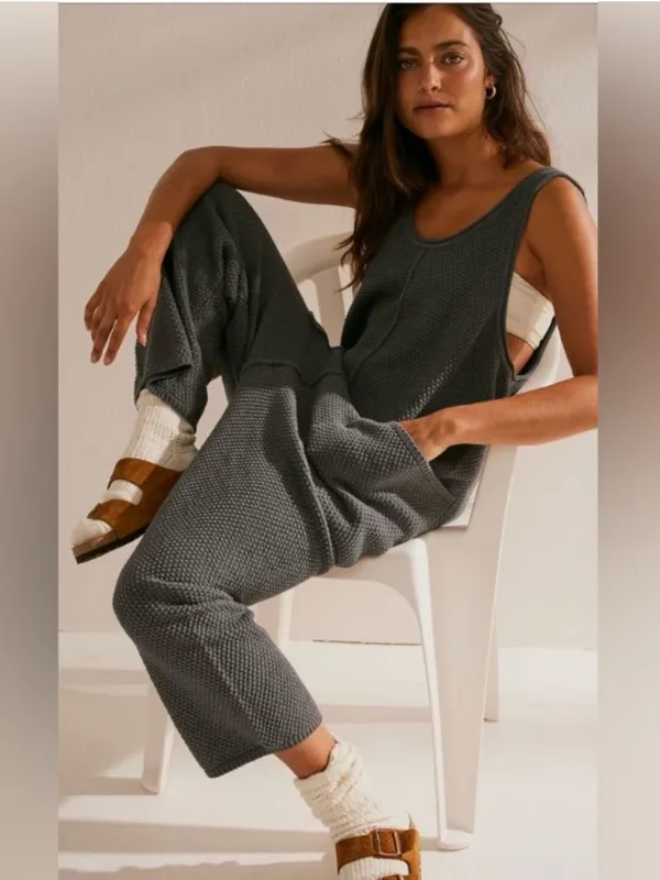FP Beach Hailee Cropped Leg Sleeveless Textured Sweater Jumpsuit - Image 10