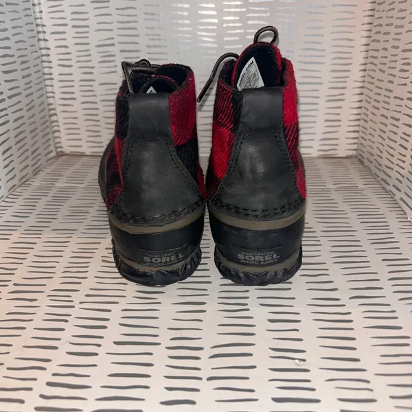 Sorel Out N About Plus Waterproof Duck Boots Red Black Buffalo Plaid Womens 8.5 - Image 3