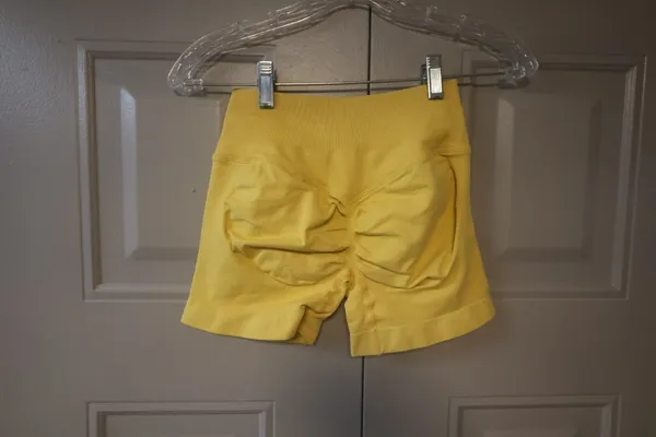 Workout booty shorts bundle of XS's exercise shorts in yellow and brown. - Image 2
