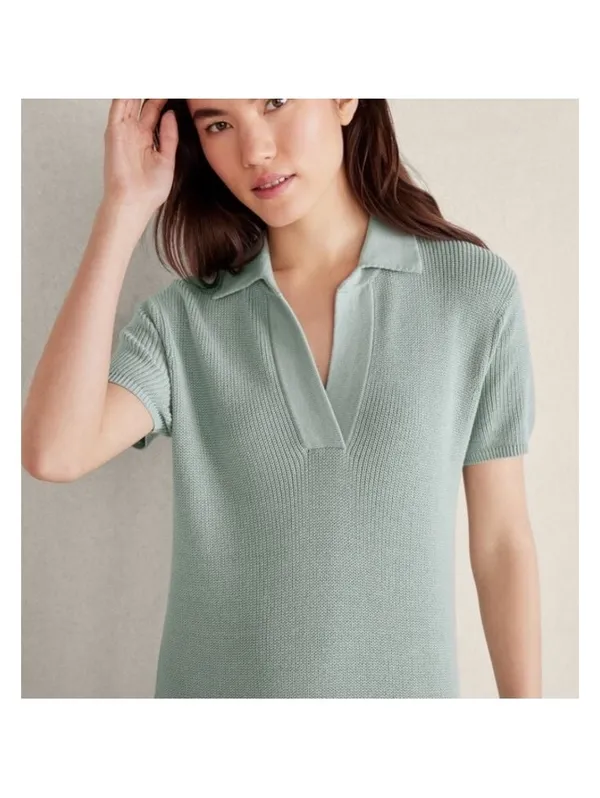NWT Haven Well Within Organic Cotton Knit Johnny Collar Dress Sage Women’s Large - Image 11