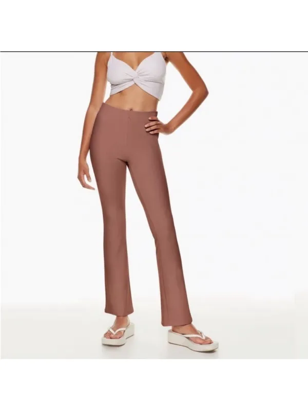 NWOT Aritzia Wilfred Candace pant Ribbed elastic waist XXS Dark brown espresso - Image 4